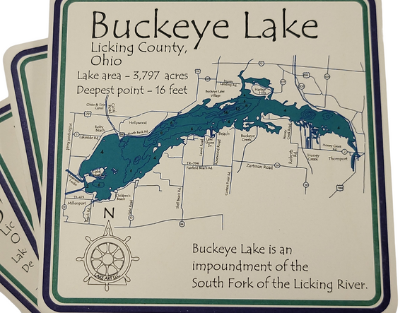 Buckeye Lake Square Coaster Set