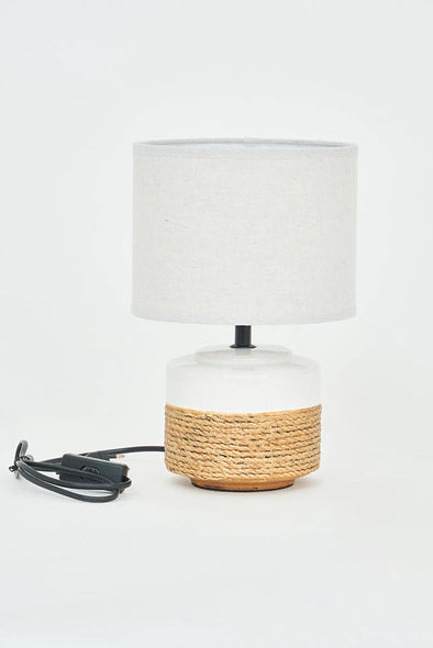 Two-Tone Faux Rope Ceramic & Canvas Lamp