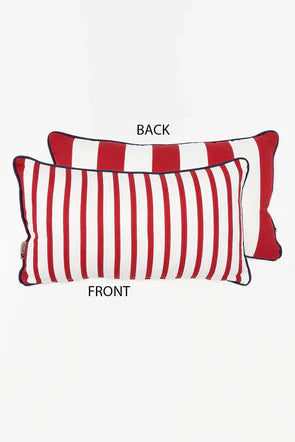 Nautical Cushion with Red and White Stripes