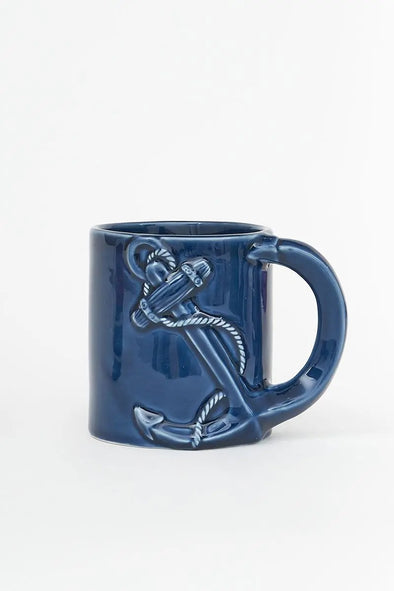 Anchor in Relief Navy Ceramic Coffee Mug