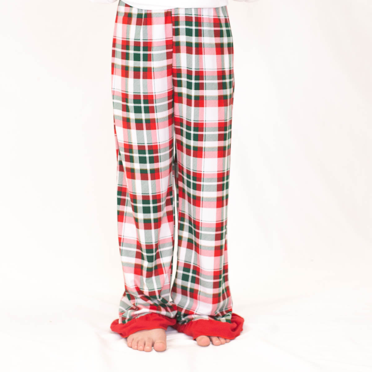Girl's Mansfield Plaid Ruffle Sleep Pants, Comfortable Plaid Ruffle Sleep  Pants for Girls, Dark Green/True Red – Buckeye Lake Place