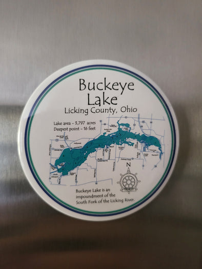 Buckeye Lake Map Round Magnet