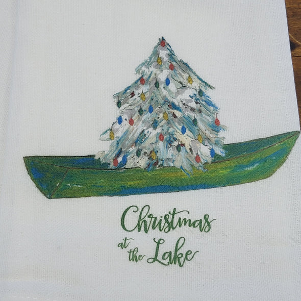 Christmas at the Lake Dish Towel