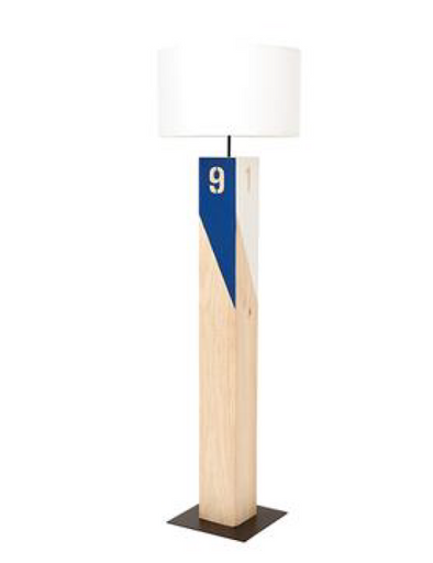 Wood with Blue Floor Lamp