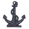 8.25 Inch Blue Cast Iron Door Stop In Anchor with Rope Cutout Design