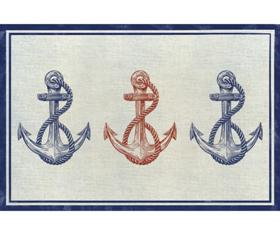 Coastal Red and Blue Anchor Placemat