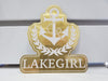 Metallic Gold Sticker With Anchor And Rope Design Imprinted With LakeGirl Phrase