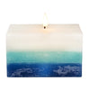 5 Inch Rectangular LED Candle Featuring White, Surf, and Blue Stripes Design