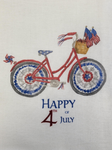 Patriotic Bike with Quote Dish Towel