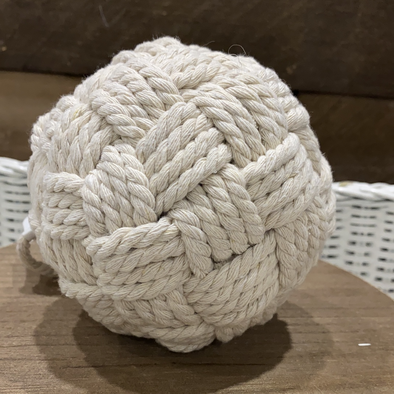 4 Inch White Round Cotton Rope Ball Ornament