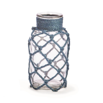 6.25 Inch Transparent Glass Bottle With a Knot Rope Wrap Around Cover Design