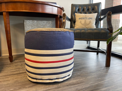 45 Centimeter Red, White, and Blue Lightweight Striped Pouf