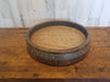 Round Vintage Brown Wooden Wine Barrel Design Lazy Susan With Stainless Ring At The Side