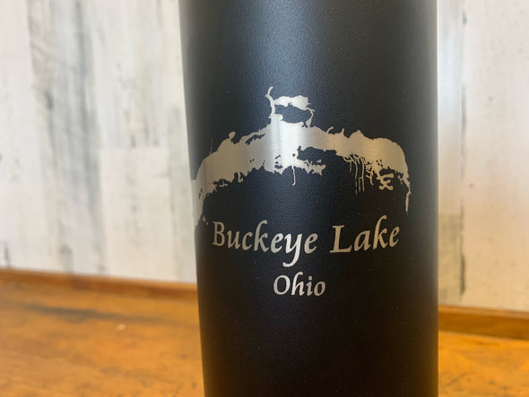 Buckeye Lake Water Bottle with Flip Top Lid and Straw 32 OZ.