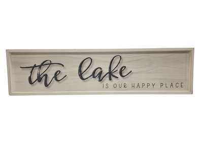 The Lake Is Our Happy Place White Framed Art