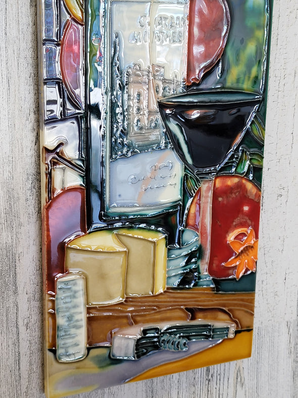Wine & Cheese Handcrafted Decorative Ceramic Tiles