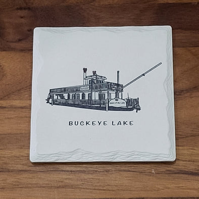 Buckeye Lake Queen of the Lake Ridged Ceramic Drink Coaster