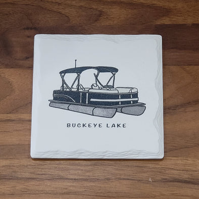 Buckeye Lake Pontoon Boat Ridged Ceramic Drink Coaster