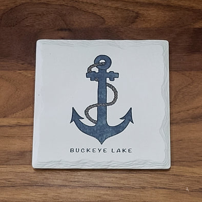 Buckeye Lake Anchor Ridged Ceramic Drink Coaster