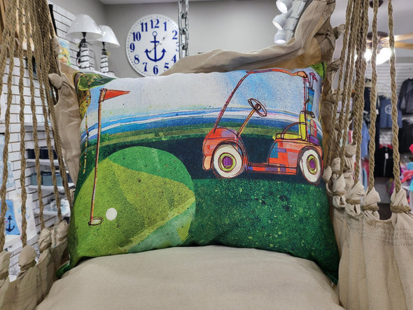4 piece Swing Set - Latte Solid with Golf Cart pillow