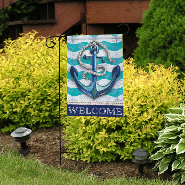 Welcome Anchor Garden Flag