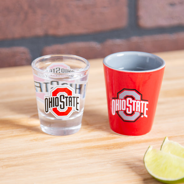 4 Piece Ceramic and Glass 2oz Cup Set Ohio State University