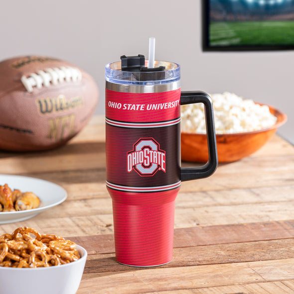 Ohio State University, 40oz Stainless Steel Canyon Cup with Straw