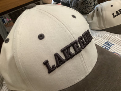 Brushed Cotton Semi-Curve Adjustable Embroidered Lakegirl Cap-Ivory & Brown