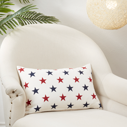 Red and Blue Stars Pillow - Poly Filled