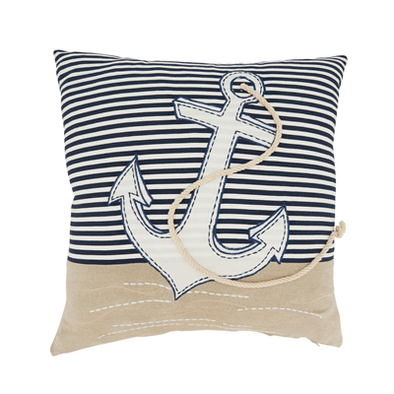Embroidered Anchor Pillow