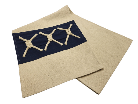 Cotton Blue & White Nautical Knot Table Runner 72 Inch