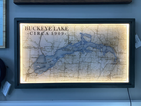 Buckeye Lake 1909 Map Case with backlight