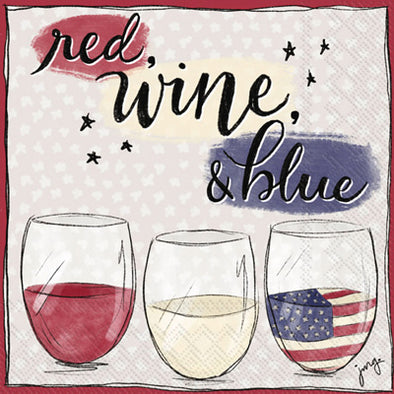 Red Wine and Blue Cocktail Napkin