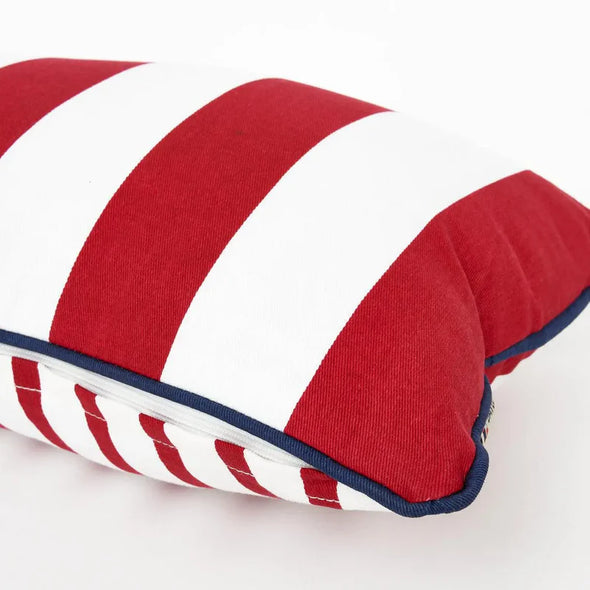 Nautical Cushion with Red and White Stripes