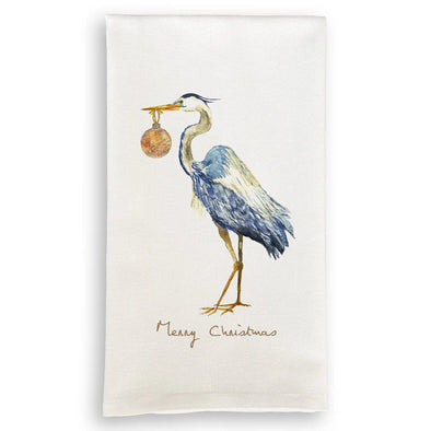 Blue Heron Christmas Dish Towel
