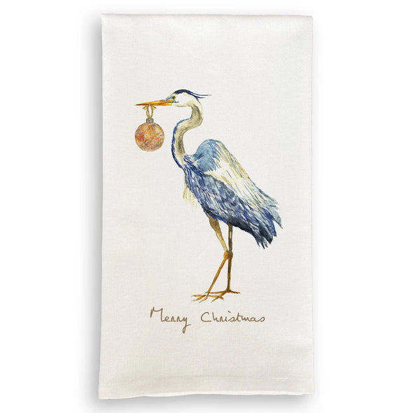 Blue Heron Christmas Dish Towel
