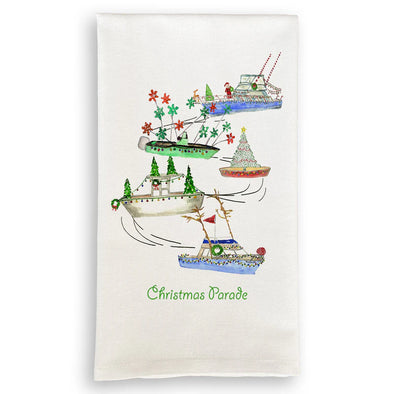 Christmas Boat Parade Dish Towel
