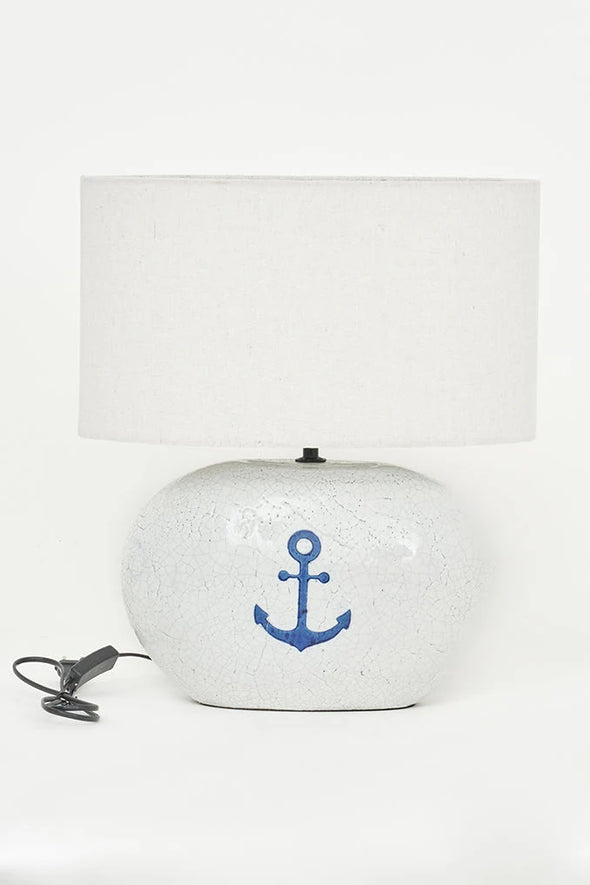 Large Terracotta and Canvas Lamp with Anchor