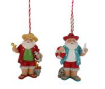 Beach Santa Ornaments