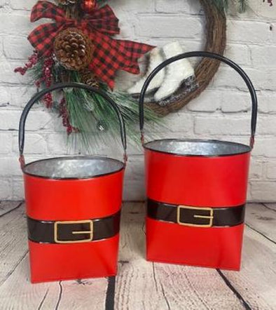 Santa Buckets w/Handles (Set of 2)