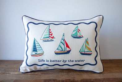 By the Water Sailboats Pillow