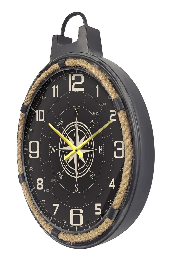 Sisal Rope Style Metal Wall Clock, Nautical Themed, Long-lasting Wall ...