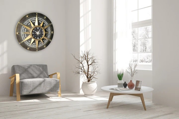 Compass Metal Wall Clock