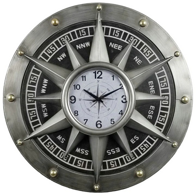 Compass Metal Wall Clock