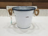 10 Inch White Tin Planter With Two Rope Handles