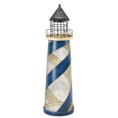 Metal Lighthouse With LED Light Bottle Holder 22"