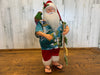 15 Inch Santa Claus In Summer Outfit With a Parrot on his Shoulder and Holding Wood Signs