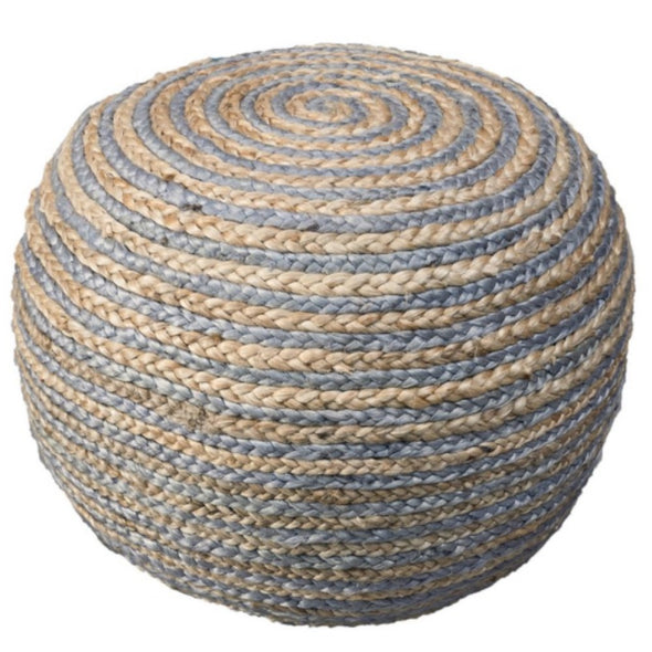 Two Tone Braided Gray Natural Pouf