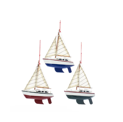 Yacht With Sails Ornament 5"