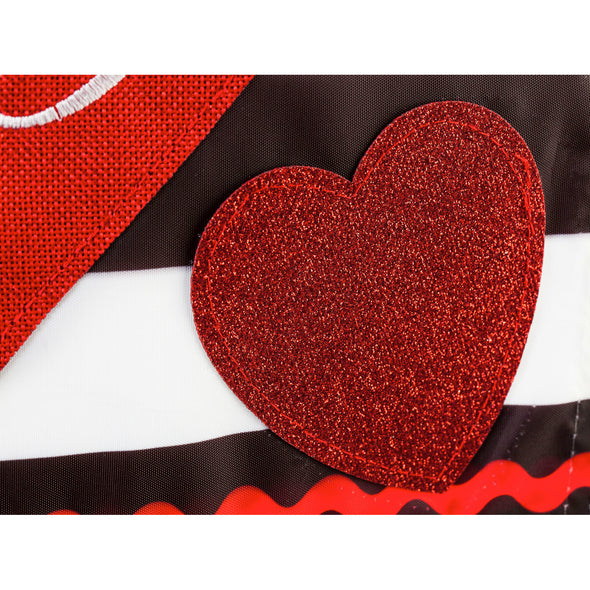 Valentine's Stripe Garden Applique Flag